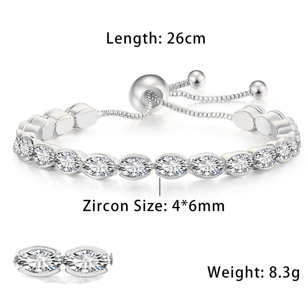 Fashionable Zircon Tennis Bracelets for Women Dazzling Various Shape Crystal Chain on Hand Trend Sexy Party Accessories Jewelry