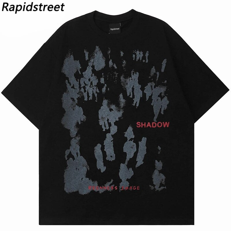 T-Shirts Hip Hop Shadow Graphic Gothic Rock Short Sleeve Tshirt Streetwear Men Harajuku Casual Cotton Loose Tee Shirt Tops 2023