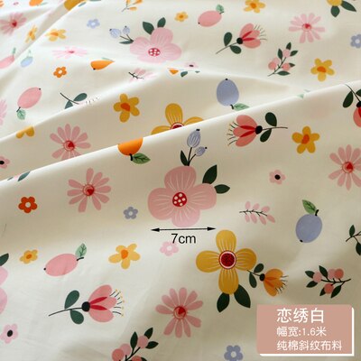 Fresh Floral Twill Cotton Fabric (50x160cm) - Ideal for DIY Baby Clothes, Newborn Pajamas, Quilt Covers, and Bed Sheets - High-Quality Sewing Cloth for Crafting