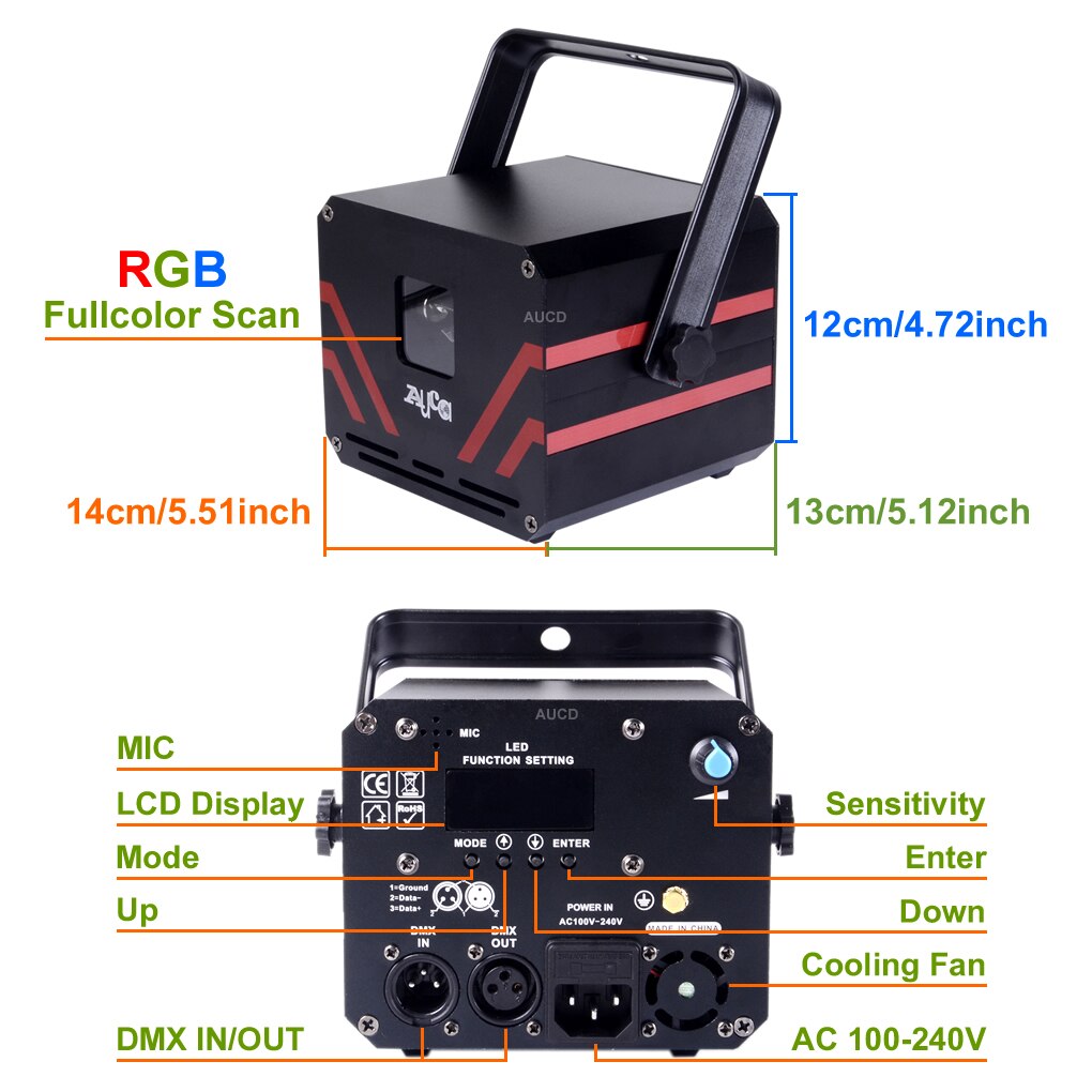 Pro 0.5-2W RGB Colorfull Animation Scan Projector Laser Lights DPSS Sound Beam DMX Disco Bars Home DJ Party Show Stage Lighting