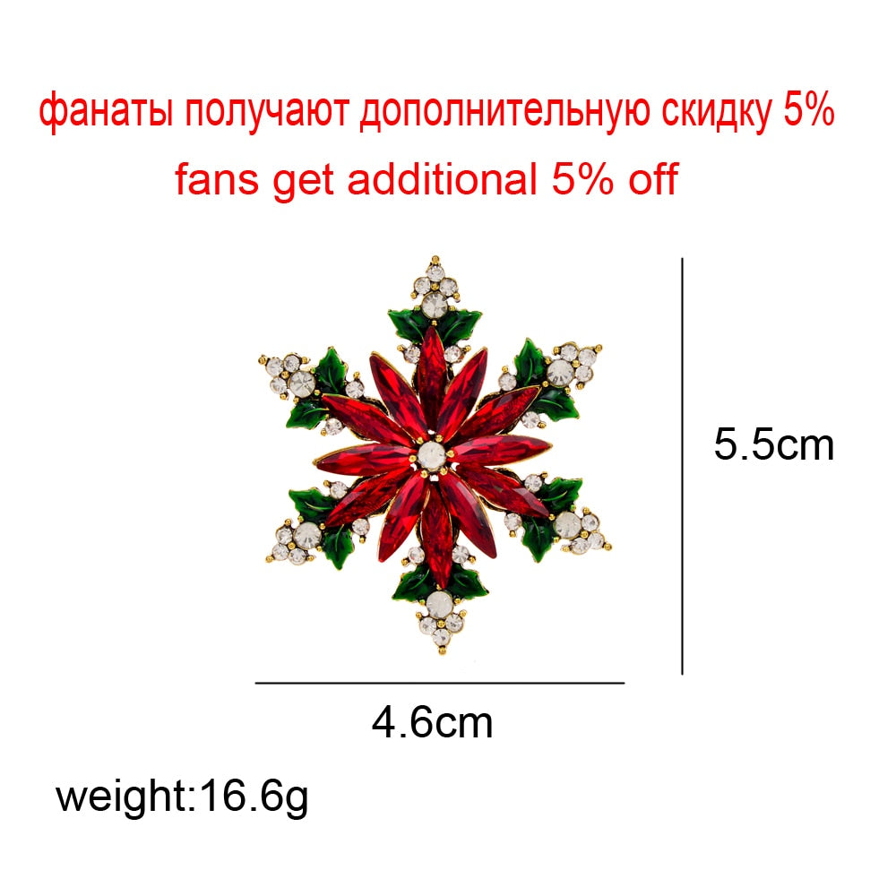 CINDY XIANG New Arrival Christmas Crystal Snowflake Pin Winter Festivel Brooch Enamel Jewelry Wedding Party Decorations