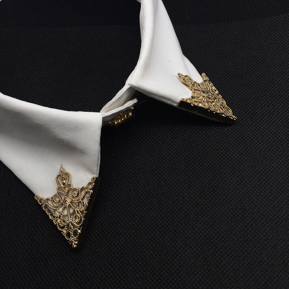 i-Remiel Vintage Fashion Triangle Shirt Collar Pin for Men and Women Hollowed Out Crown Brooch Corner Emblem Jewelry Accessories