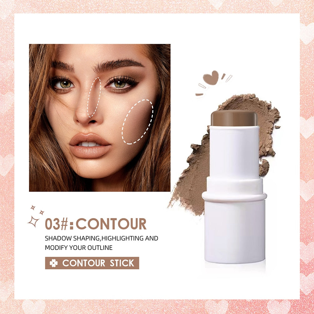 QIBEST Highlighter Bronzer Stick Makeup Face 4 Colors Corrector Contour Stick Face Contour Face Illuminator Cosmetic Highlight