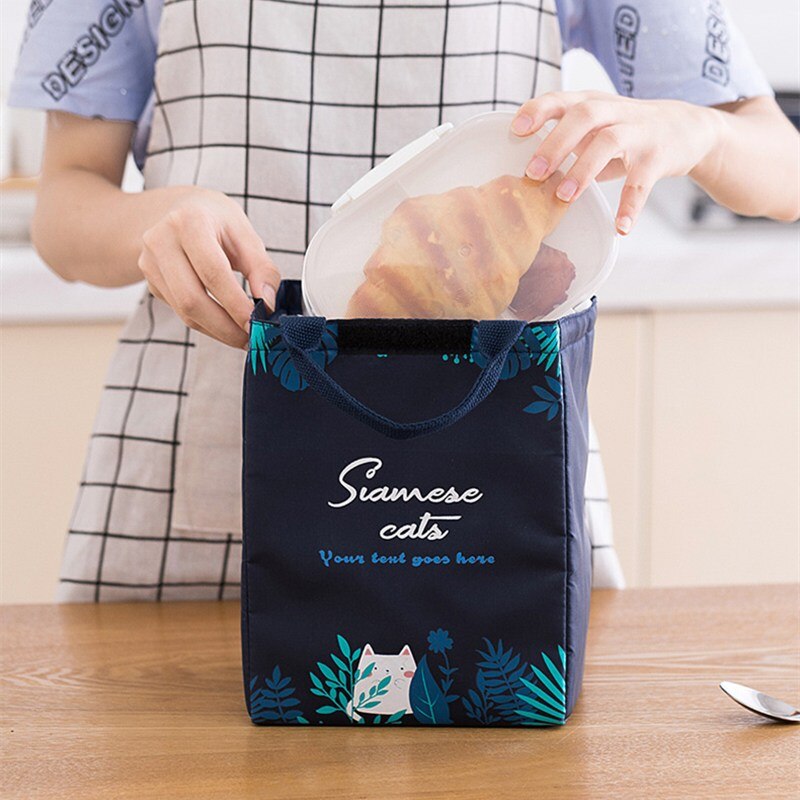 PURDORED 1 Pc Cartoon Lunch Bag Women Fresh Cooler Bags Waterproof Portable Zipper Thermal Oxford student Lunch Box Food Bags