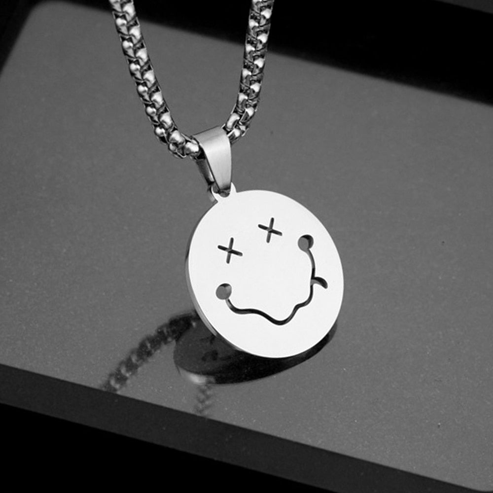 2023 Hip Hop Titanium Steel Pendant Necklace For Women Men Cute Kpop Korean Fashion Doodle Necklace Couple Jewelry Party Gift