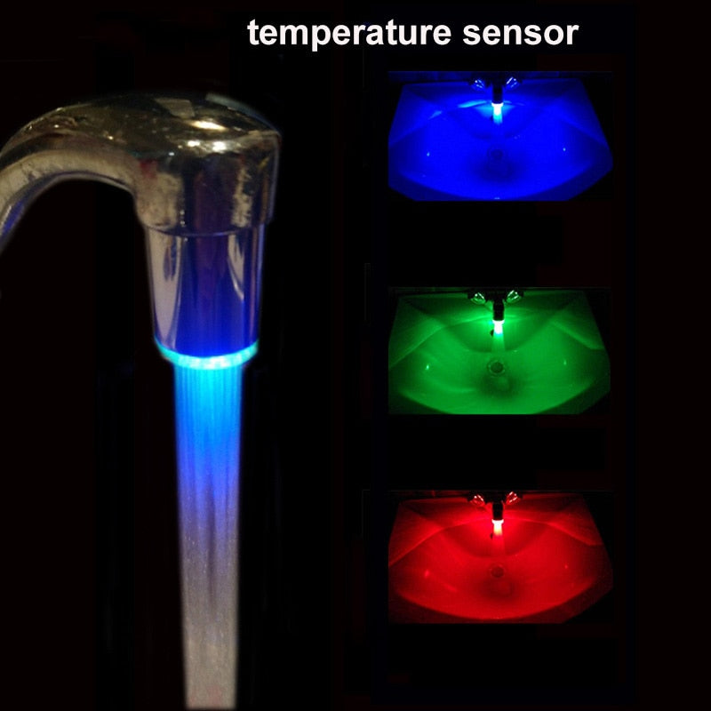 ZhangJi LED Luminous Faucet Tap Nozzle RGB Color Light Blinking Temperature Aerator Water Saving Kitchen Bathroom Accessories