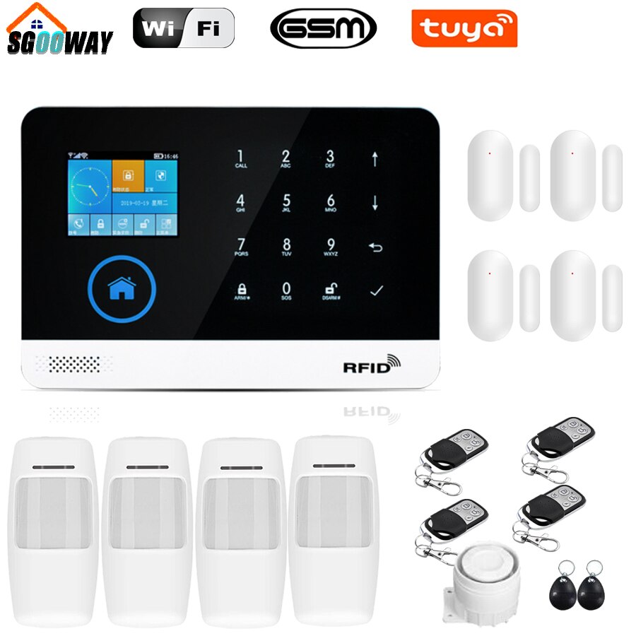 Tuya APP Wifi GSM GPRS Wireless Home Burglar Security Alarm System Integrated Via WIFI IP Camera With Flashing Siren