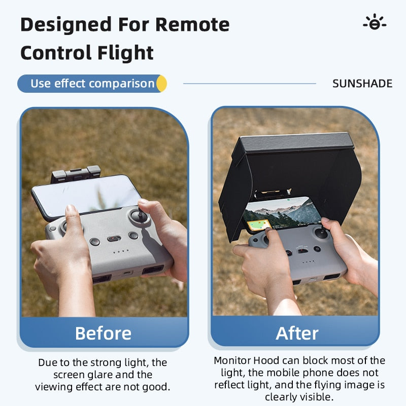 Remote Control Sun Hood for DJI Mavic MINI 3 Pro/Mini 2/AIR 3 Sun Shade Folding Sunshade Phone Holder Monitor Cover Acessorios