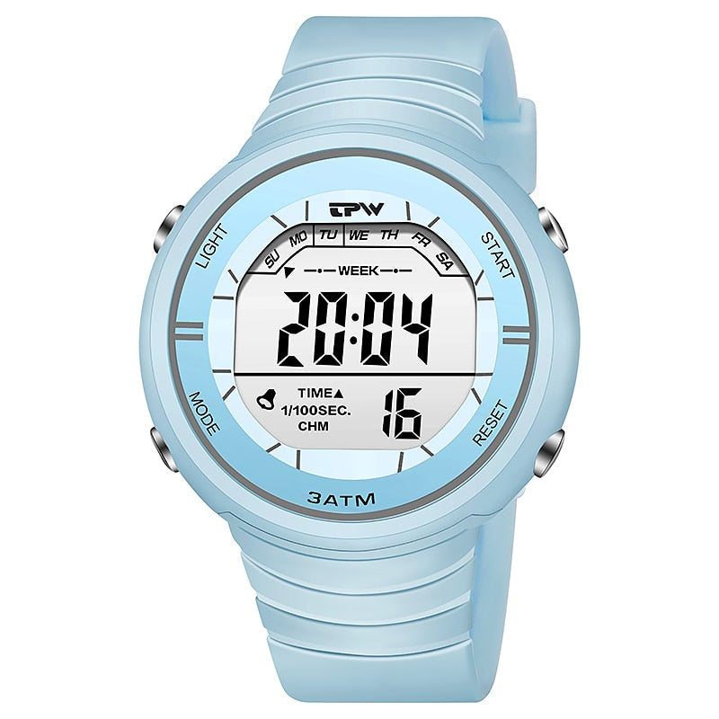 Shock Resistant Negative Display Digital Watches 3ATM Water Resist Tough Structure