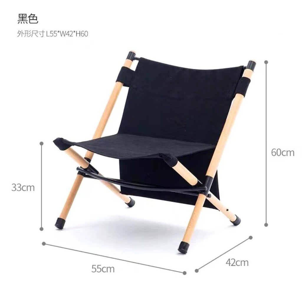 Outdoor Camping Portable Backrest Solid Wood Kermit Folding Stick Stick Chair Beach Balcony Cotton Hemp Lounge Chair