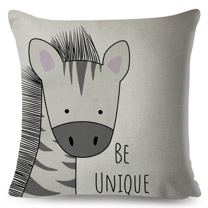 Nordic Zebra Hippo Giraffe Lion Crocodile Pillow Case Decor Animal Cushion Cover for Sofa Pillowcase Pillow Covers 45x45cm