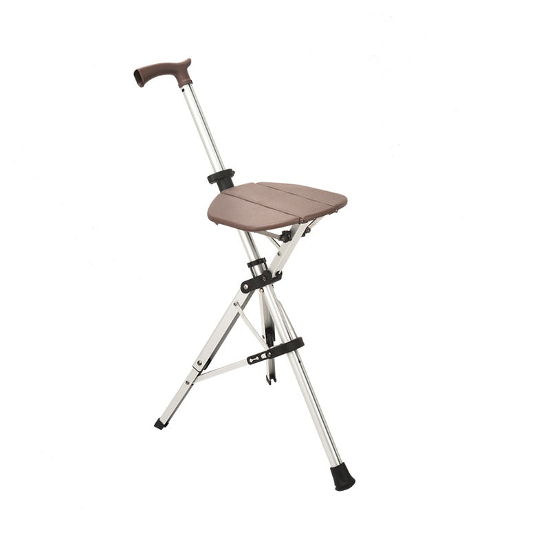 Aluminum 3 Legs Walking Stick Chair with Seat Folding for Men