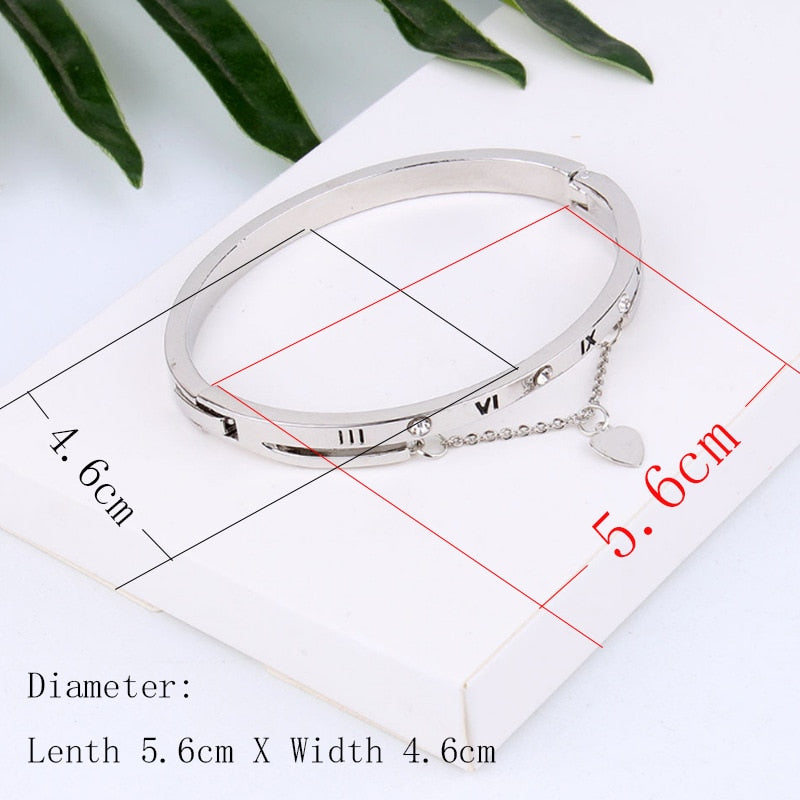 Hot Luxury Rose Gold Stainless Steel Bracelets Bangles Female Heart Forever Love Brand Charm Bracelets for Women Famous Jewelry