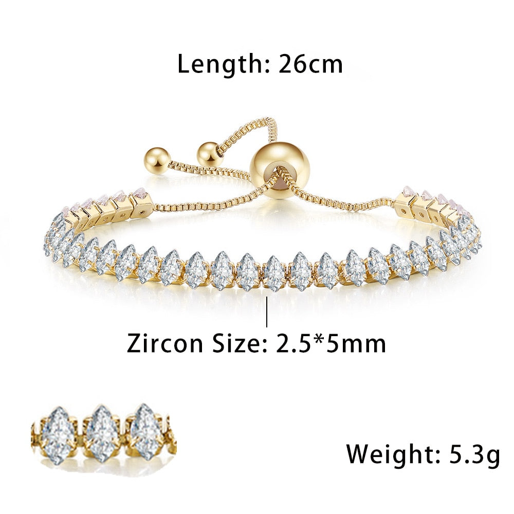 Fashionable Zircon Tennis Bracelets for Women Dazzling Various Shape Crystal Chain on Hand Trend Sexy Party Accessories Jewelry