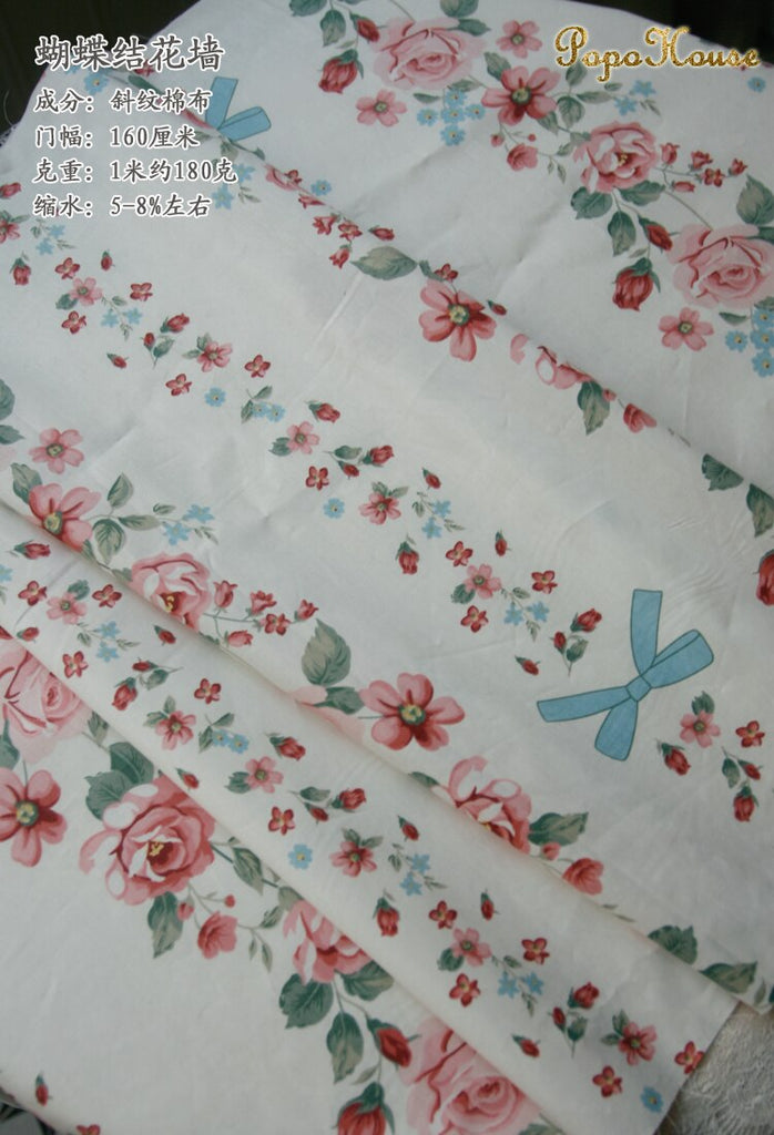 Fresh Floral Twill Cotton Fabric (50x160cm) - Ideal for DIY Baby Clothes, Newborn Pajamas, Quilt Covers, and Bed Sheets - High-Quality Sewing Cloth for Crafting