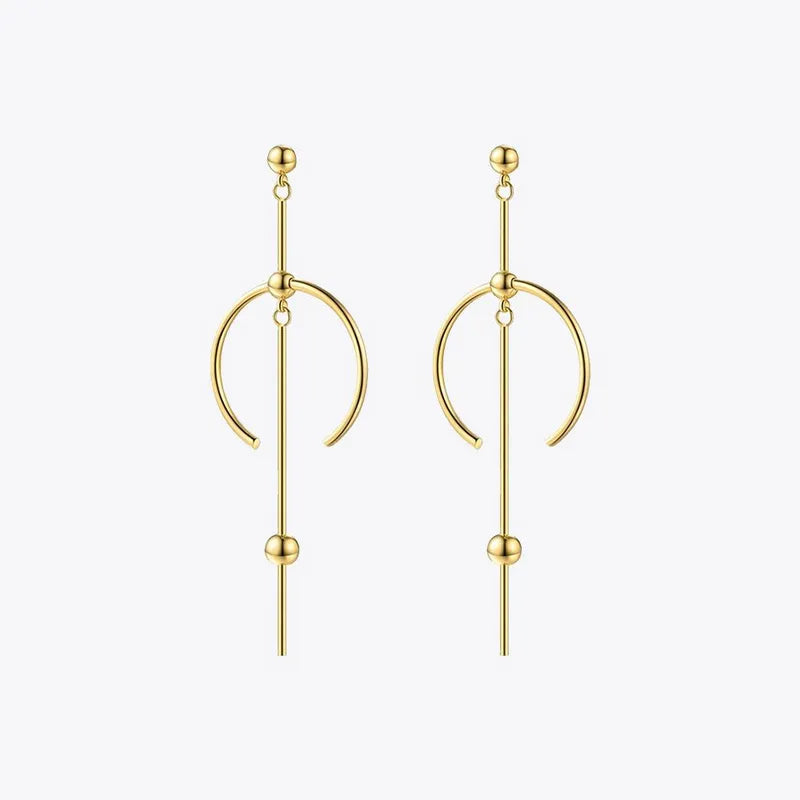 Enfashion Circle Line Dangle Earrings Gold color Earings Stainless steel Drop Earrings For Women Long Earring Jewelry brinco