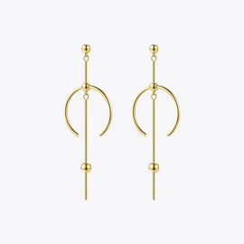 Enfashion Circle Line Dangle Earrings Gold color Earings Stainless steel Drop Earrings For Women Long Earring Jewelry brinco