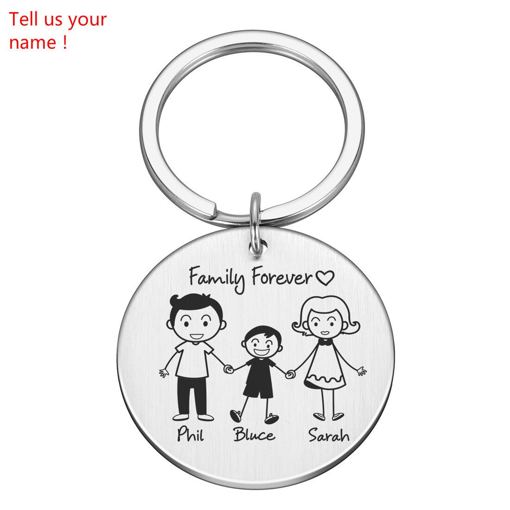 Love Cute Keychain Engraved Family Gifts for Parents Children Present Keyring Bag Charm Families Member Gift Key Chain