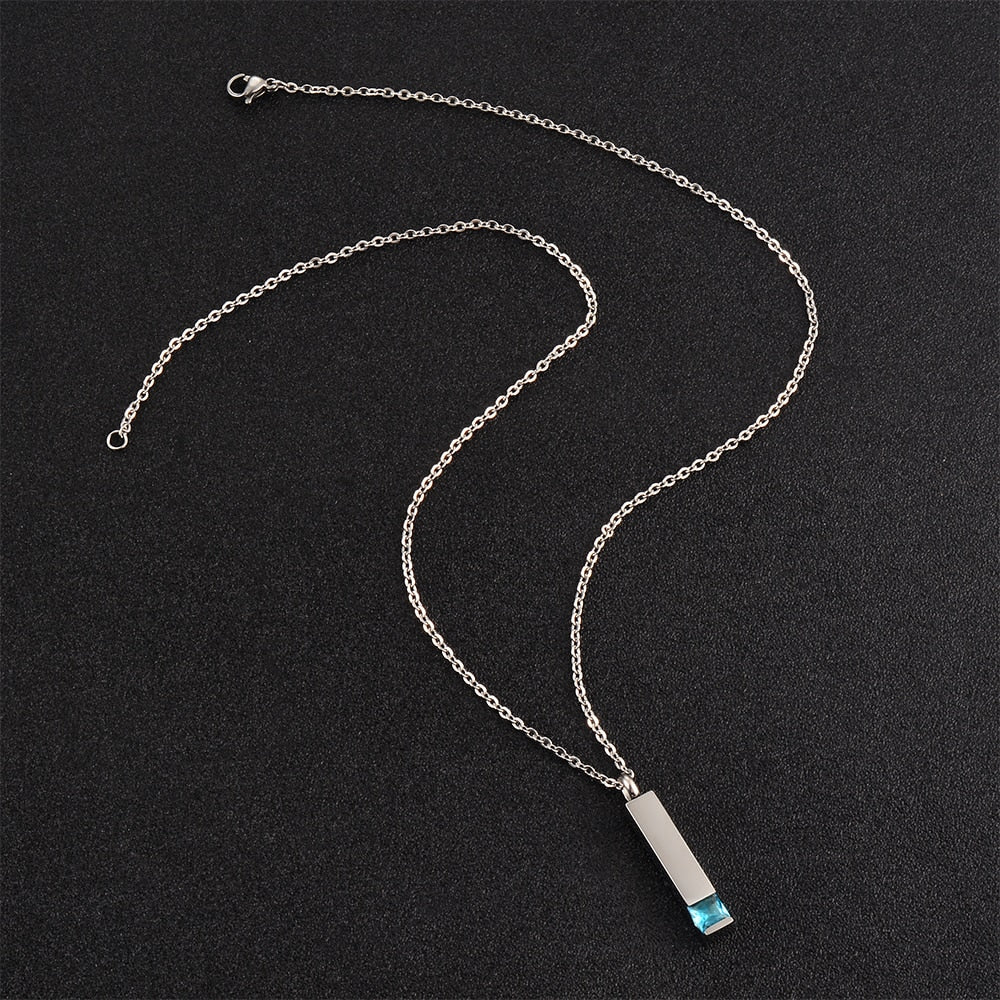 12 Kinds Zircon Birthstone Cremation Jewelry for Ashes Men Women Urn Necklace Stainless Steel Memorial Jewelry
