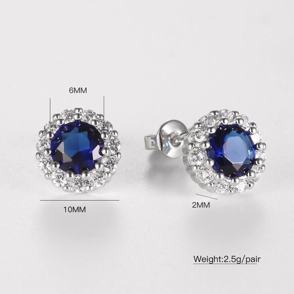 Women's Earrings Chamomile Dorea Fashion Geometry Studs Zirconia Earrings Cute Blue Stone Minimalism Piercing Earrings for Wife