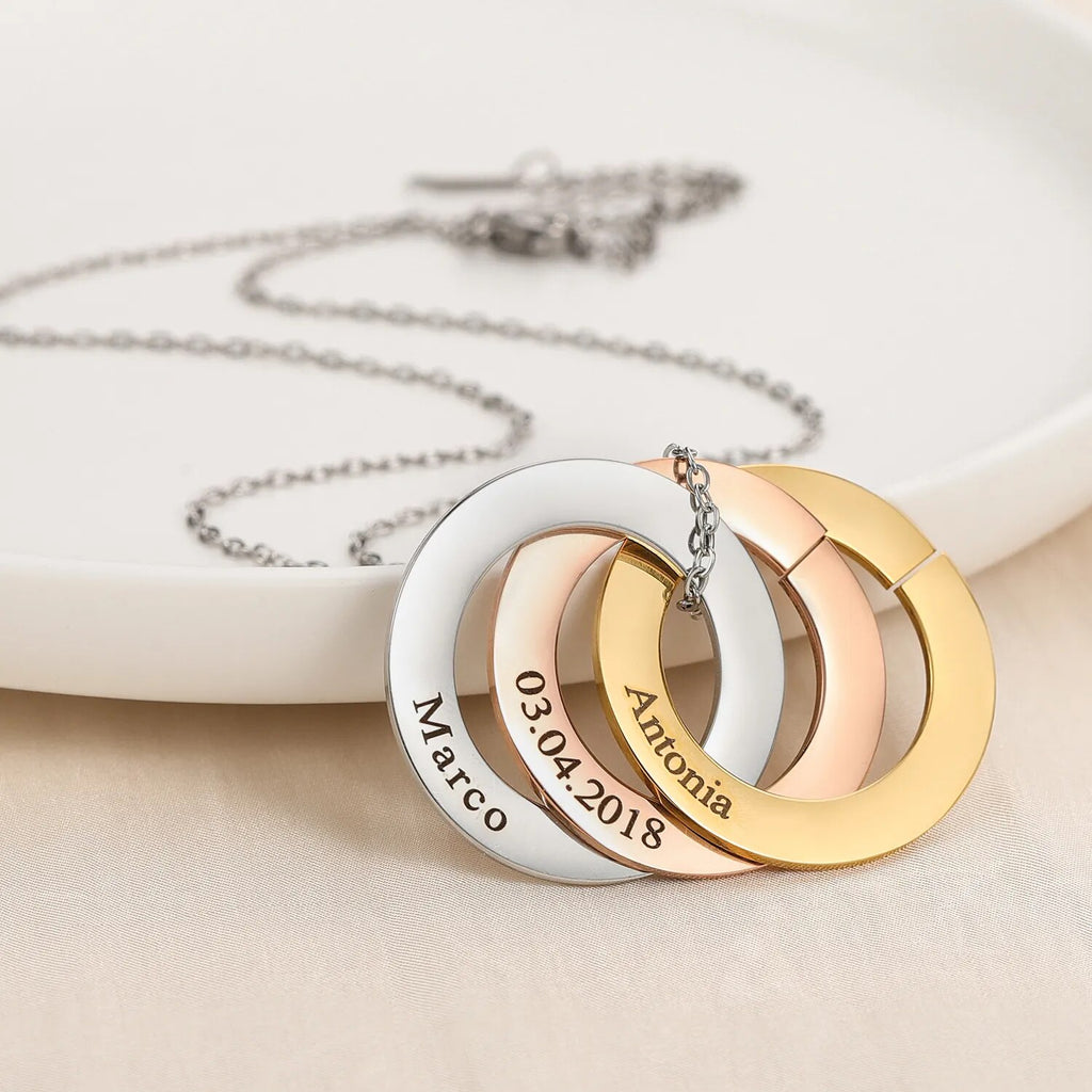 Necklace For Women Family Necklace Personalized Gift Linked Circle Necklaces Custom Children Name Eternity Necklace Mother Gift