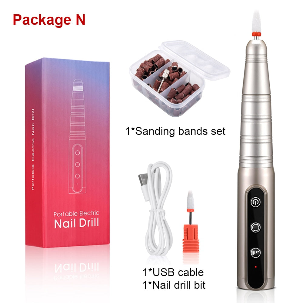 Lnkerco 35000RPM Nail Drill Machine Cordless Electric Nail Sander Professional Manicure Machine Milling Cutter For Gel Polishing