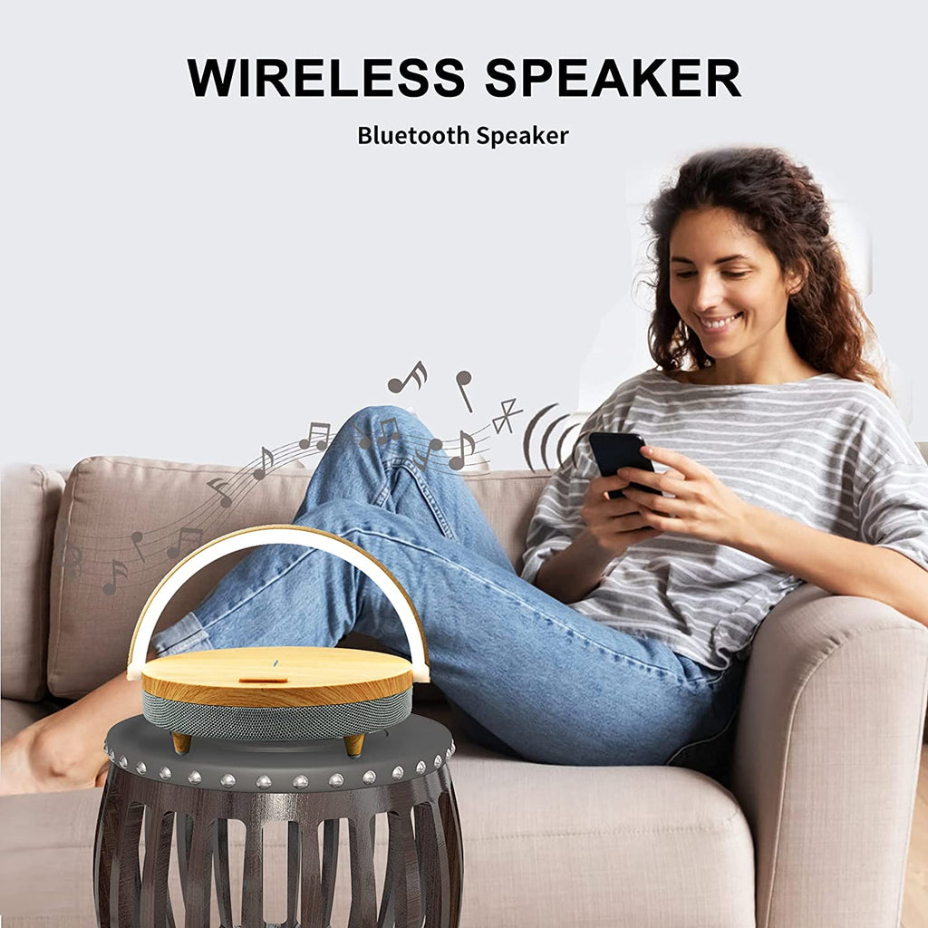 Wireless Charger Bluetooth Speaker Wooden Table Lamp High Power Mobile Phone Stand for IPhone 13 Wireless Charger Lamp Speaker