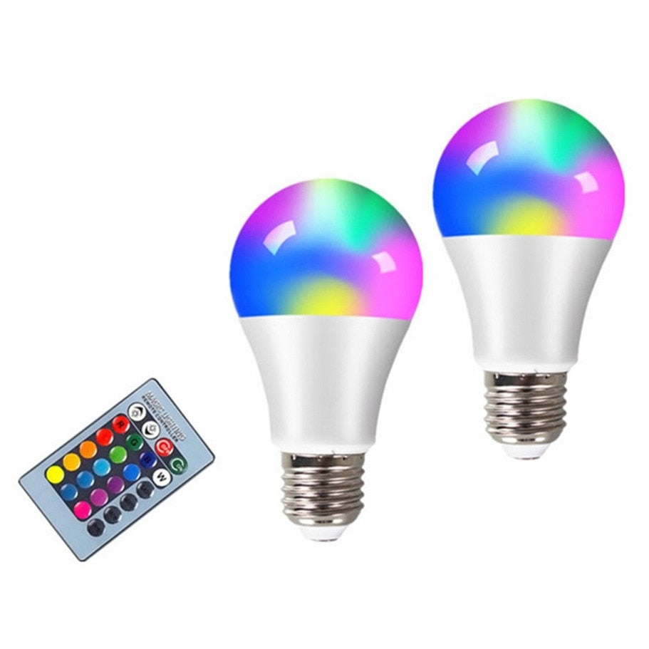 E27 LED RGB Lamp Spotlight Bulb AC 85-265V Bombillas LED 4W 10W 15W IR Remote Control Led Bulb Smart Led RGBW Lamp Home Decor