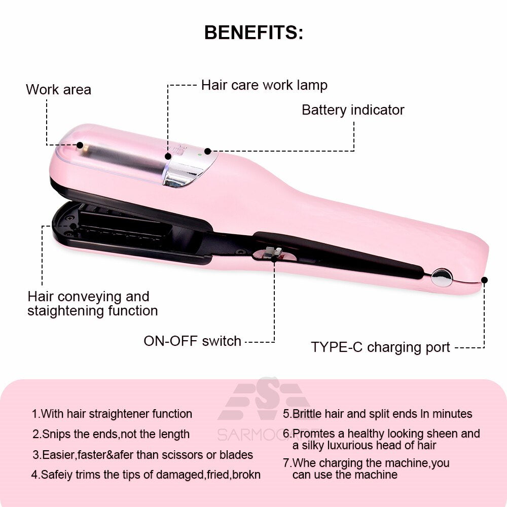 Hair Ends Trimmer 3 Automatic End Remover Damaged Hair Repair Hair Care Treatment Cordless Hair End Cutting Machine