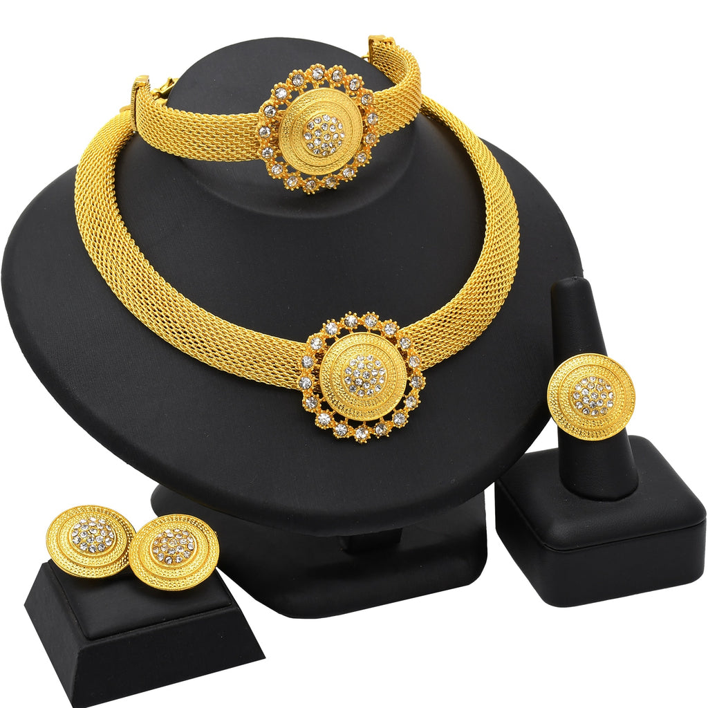 ANIID Ethiopian Gold Plated Jewelry Set For Women Bridal Dubai Jewellery Wedding Brazilian Eritrean African Earring Necklace Set