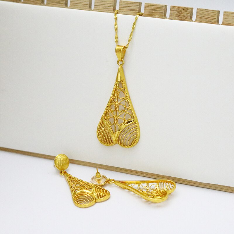 Dubai Ladies Jewelry Set, African Nigerian Girl Bridal Wedding Gifts, Ethiopian Jewelry Set Earrings and Necklaces