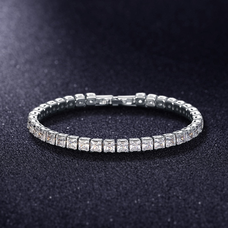 4mm Cubic Zirconia Tennis Bracelets For Women Iced Out Chain Silver Color Bracelet Men Zircon Armband CZ Pulseras Jewelry