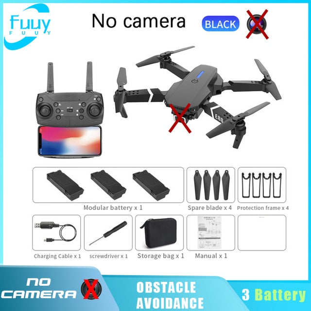 New E88 PRO Drone Professional 10K Wide Angle HD Camera Height Fixed Remote Control Foldable Quadrotor Helicopter Children's Toy