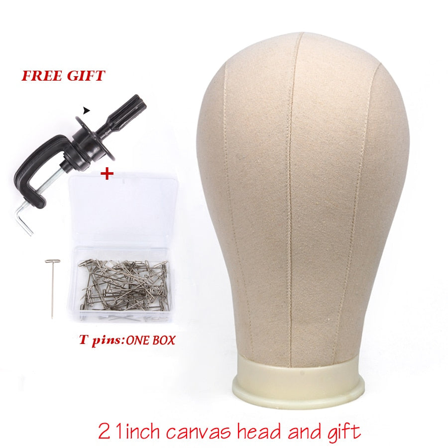 Alileader Training Mannequin Head Canvas Block Head Display Styling Mannequin Manikin Head Wig Stand Free Get T Needle Holder