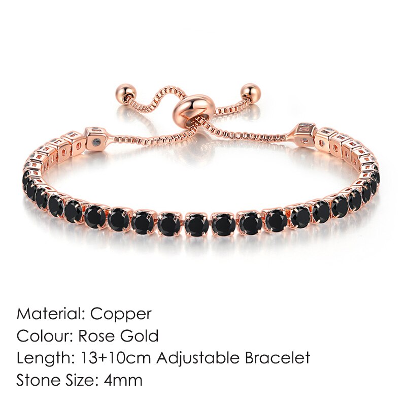 Tennis Bracelets For Women Shining White Gold Color Single-layer Zircon Adjustable Slider Buckle Charm Bracelet Fashion Jewelry