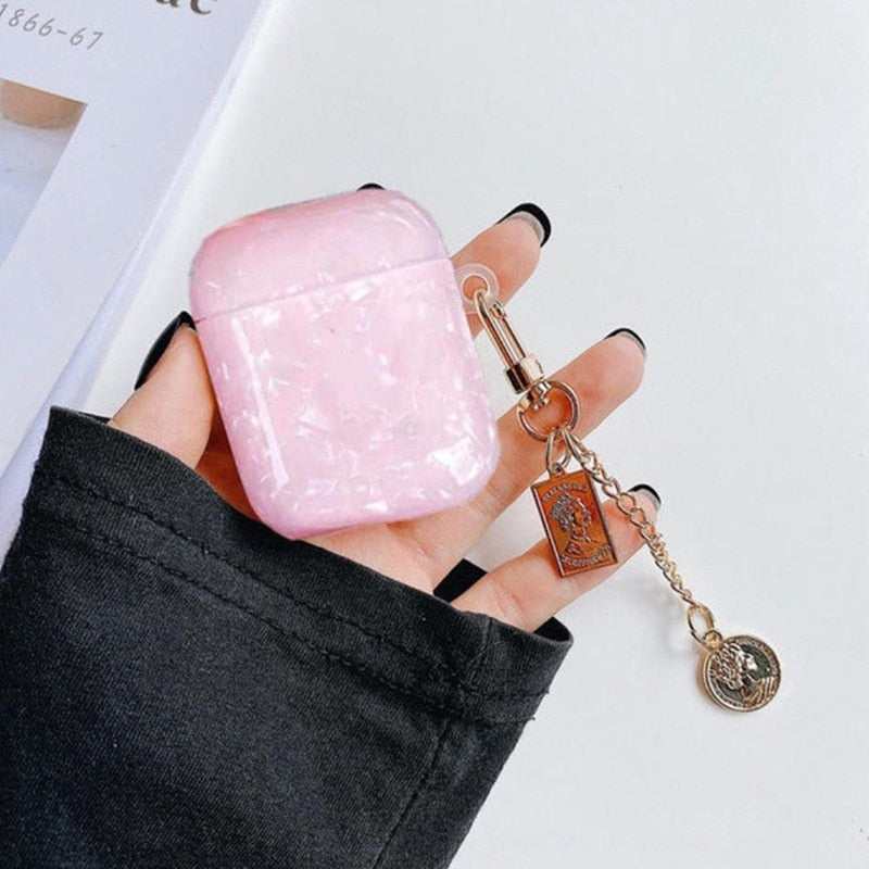 Luxury Girls Pearl Shell Case for Apple Airpods 1 2 3 Case for AirPods Pro Case with Keychain Earphone Accessories Headphone Box