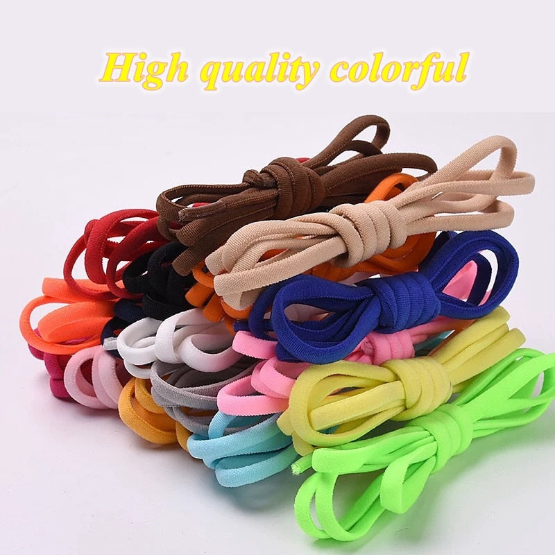 Elastic laces Sneakers Colorful Options No tie Shoelace for Sports Round Shoelaces without ties Kids Adult Shoes Accessories