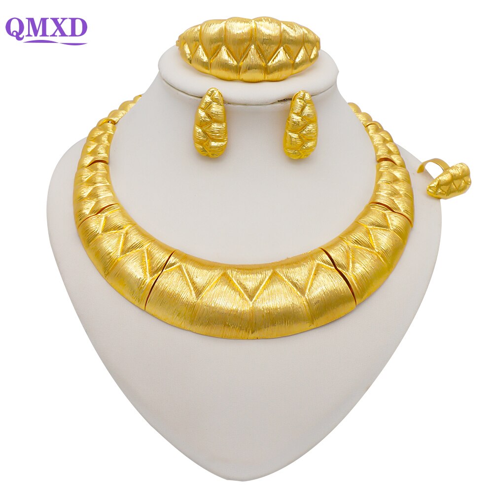 Ethiopian Rope Chain Jewelry Set For Women Ethnic Style Pendant Necklace Bracelet Earring Ring Wedding jewelry sets