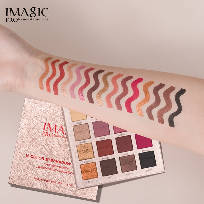 IMAGIC New Arrival Charming Eyeshadow 16 Color Makeup Palette Matte Shimmer  Pigmented Eye Shadow Powder