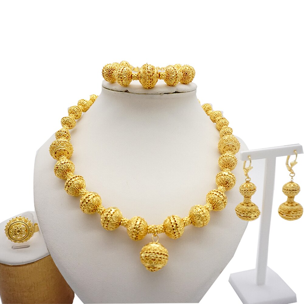 Ethiopian Rope Chain Jewelry Set For Women Ethnic Style Pendant Necklace Bracelet Earring Ring Wedding jewelry sets