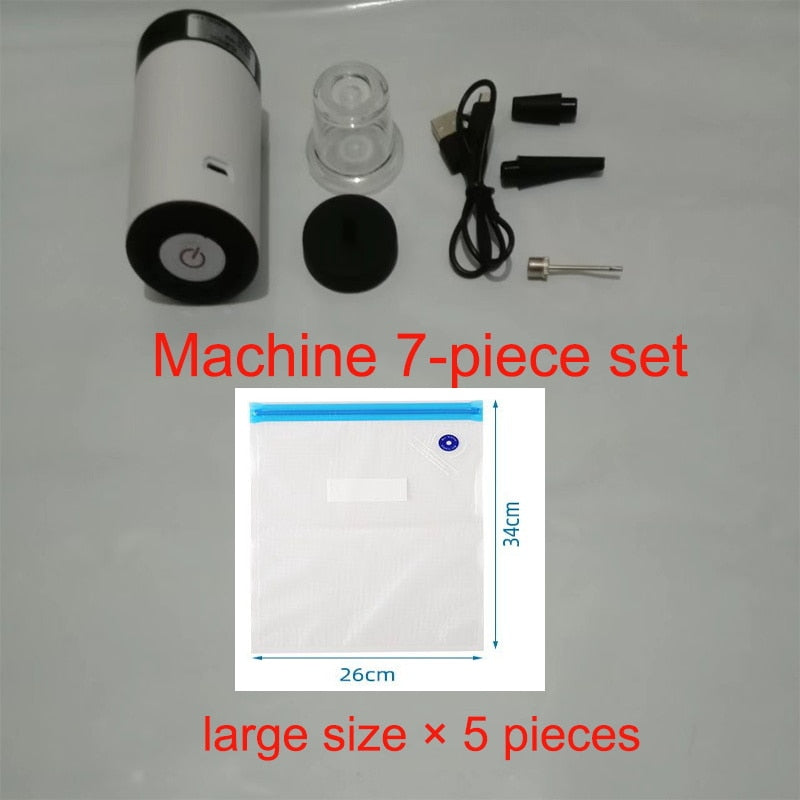 Handheld Food Vacuum Sealer Packaging Machine Film Container USB Sealer Vacuum Packer With 5 or 10pcs Vacuum Zipper Bags