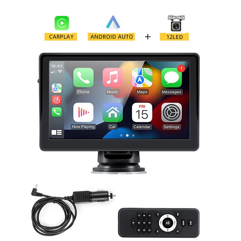 GEARELEC 7 Inch Car Radio Portable Wireless Apple CarPlay Android Auto Stereo Multimedia Touch Screen Bluetooth Navigation