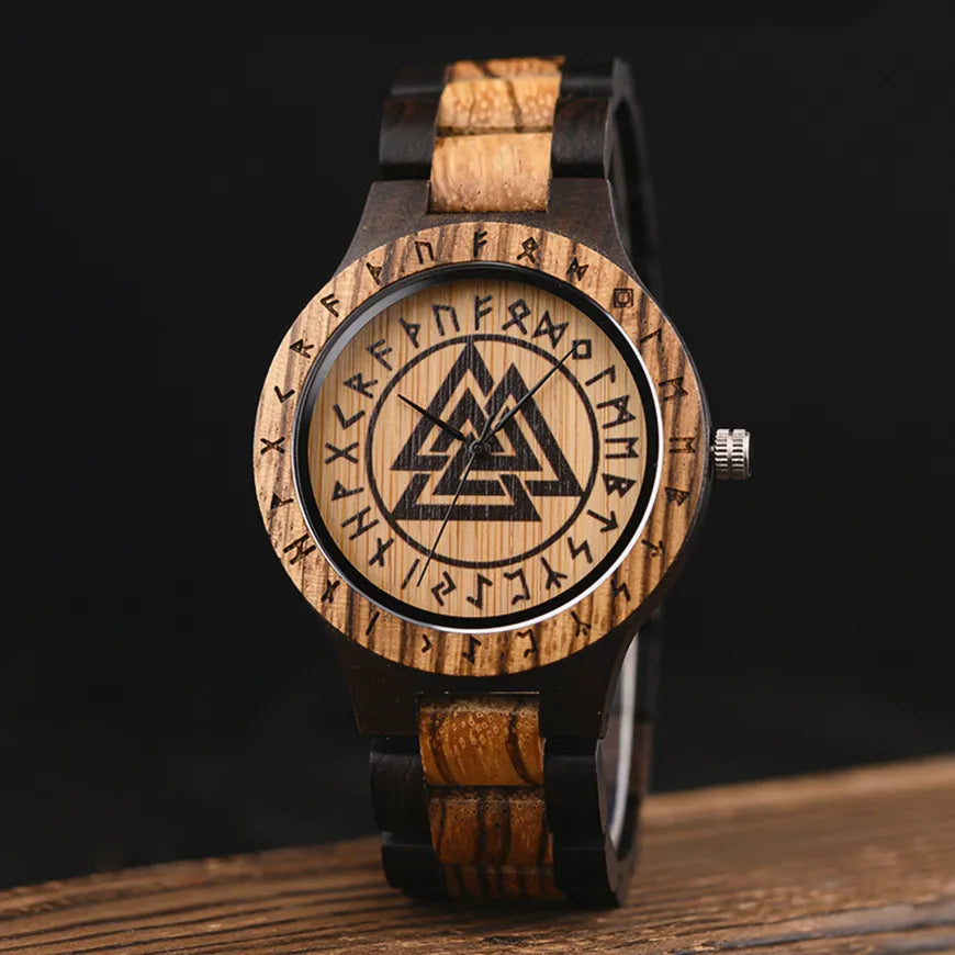 BOBO BIRD Viking Men's Watches Vintage Wooden Watch for Men with Bamboo Box Customized Dropshipping