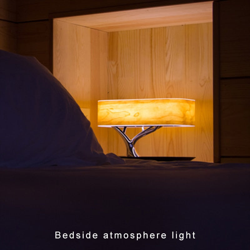 Decor Tree Light Table Lamp Music Bluetooth Speaker Bed Lamp WiFi Speaker Led Light Mobile Phone QI Wireless Charging for Home