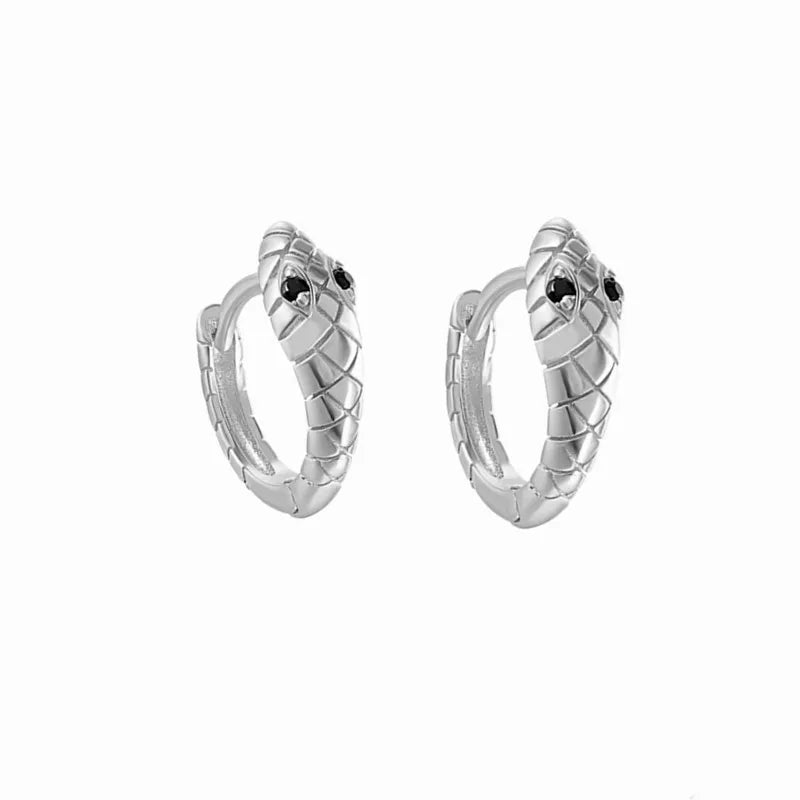 925 Sterling Silver Personality Creative Snake Small Hoop Earrings for Women Gold Silver color Geometric Circle Earrings Jewelry