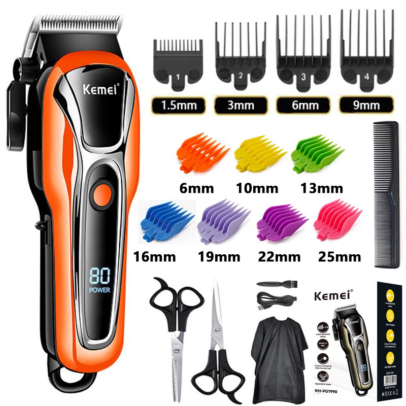 Kemei Barber Hair Clipper Professional Hair Trimmer for Men Electric Beard Cutter Hair Cutting Machine Hair Cut Cordless Corded