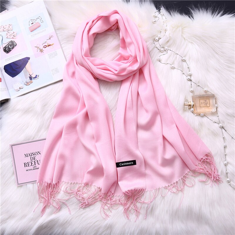 2022 Winter Scarves For Women Shawls Warm Wraps Lady Pashmina Pure Blanket Cashmere Scarf Neck Headband Hijabs Stoles Foulard