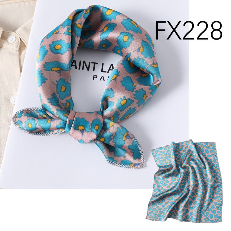 Lady Hair Scarf for Women Fashion Print Small Satin Silk Square Scarves Design Hairbands Bandana Foulard Accessories Summer 2022