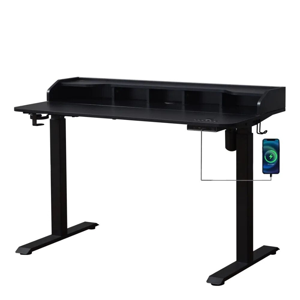 Height Adjustable Standing Desk with USB & Type C in Natural Wood Color home office  computer desks
