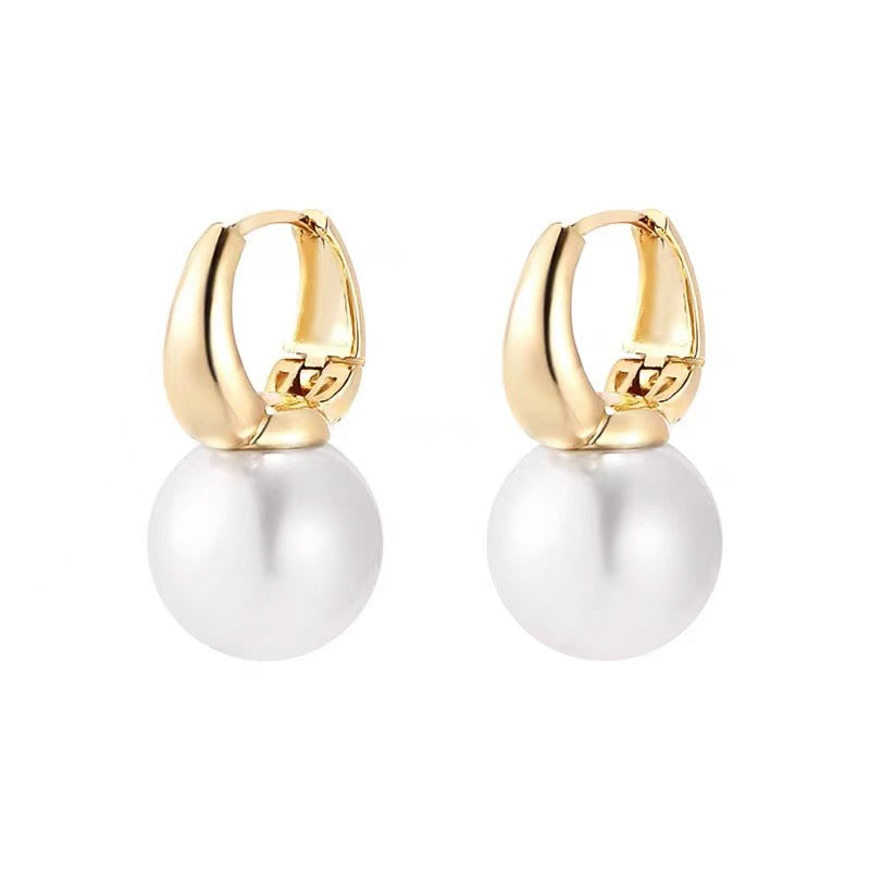 New Simple Celebrity Style Gold Color Pearl Drop Earrings For Woman 2021 Korean Fashion Jewelry Wedding Girl&#39;s Sweet Accessories